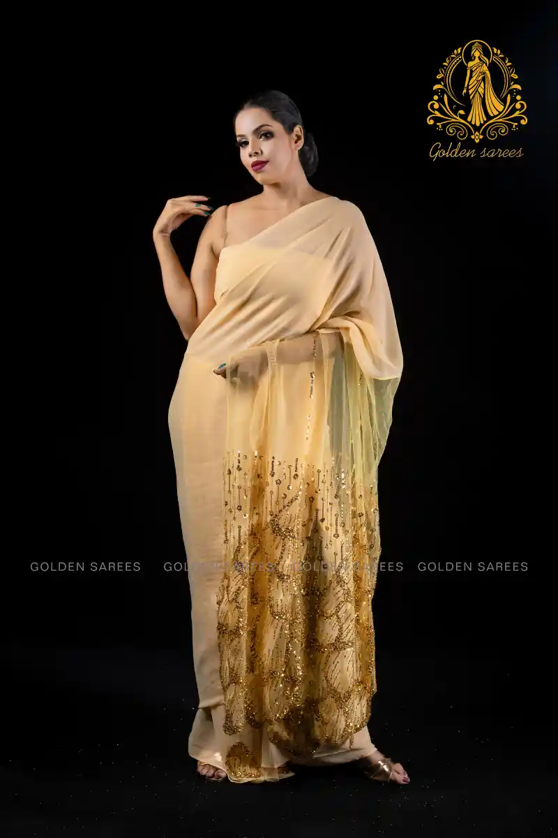 Feather Worked Saree - Image 3